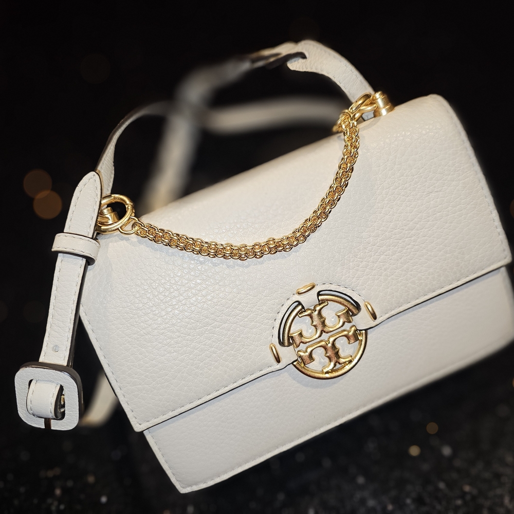 Tory Burch White Crossbody Bag with Gold Chain